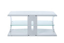 Stands Bedroom TV Stand - 18" X 48" X 22" White Clear Glass Wood Glass Veneer (Melamine) TV Stand (LED) HomeRoots