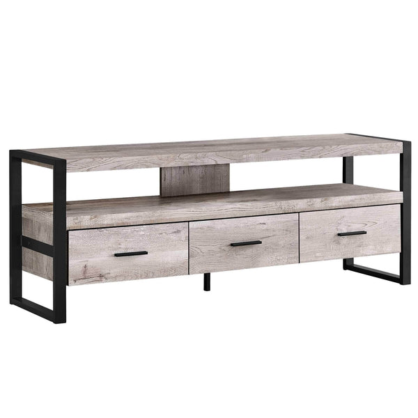 Stands Black TV Stand - 15'.5" x 59" x 21'.75" Taupe, Black, Particle Board, Hollow-Core, Metal - TV Stand with 3 Drawers HomeRoots