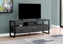 Stands Black TV Stand - 21.75" Black Particle Board, Hollow Core, & Black Metal TV Stand with 3 Drawers HomeRoots