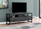 Stands Black TV Stand - 21.75" Black Particle Board, Hollow Core, & Black Metal TV Stand with 3 Drawers HomeRoots