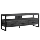 Stands Black TV Stand - 21.75" Black Particle Board, Hollow Core, & Black Metal TV Stand with 3 Drawers HomeRoots