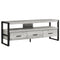Stands Black TV Stand - 21.75" Grey Particle Board, Hollow Core, & Black Metal TV Stand with 3 Drawers HomeRoots