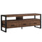 Stands Black TV Stand - 21.75" Particle Board, Hollow Core, & Black Metal TV Stand with 3 Drawers HomeRoots