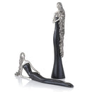 Stands Black TV Stand - 3.5" x 3.5" x 18.5" Black & Silver, Curly Long Hair - Standing/Reclining Lady HomeRoots