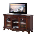 Stands Cheap TV Stand - 20" X 65" X 34" Brown Cherry Wood Glass TV Stand HomeRoots