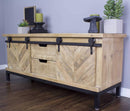 Stands Corner TV Stand - 50" X 18" X 24" Natural Wood Iron, Wood, MDF Natural Wood TV Stand with Doors and Drawers HomeRoots