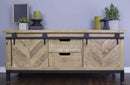 Stands Corner TV Stand - 50" X 18" X 24" Natural Wood Iron, Wood, MDF Natural Wood TV Stand with Doors and Drawers HomeRoots