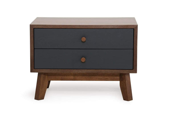 Stands Fireplace TV Stand - 16" Grey and Walnut MDF, Wood, and Veneer Night Stand HomeRoots