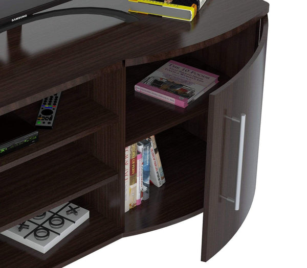 Stands Fireplace TV Stand - 23.6" Espresso Melamine and Engineered Wood Curved TV Stand HomeRoots