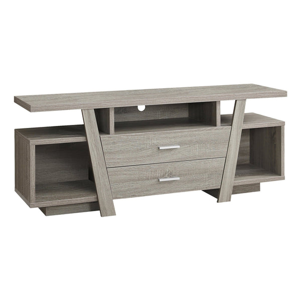 Stands Rustic TV Stand - 15'.5" x 60" x 23'.75" Dark Taupe, Particle Board, Hollow-Core - TV Stand With 2 Drawers HomeRoots
