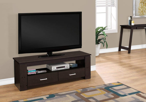 Stands Rustic TV Stand - 16.25" Particle Board and Laminate TV Stand with 2 Storage Drawers HomeRoots