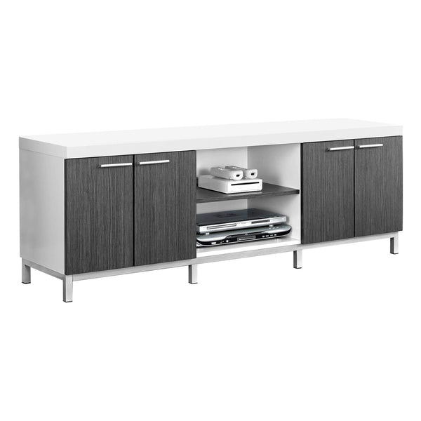 Stands White TV Stand - 15'.5" x 60" x 21'.25" White, Grey, Silver, Particle Board, Hollow-Core, Metal - TV Stand HomeRoots