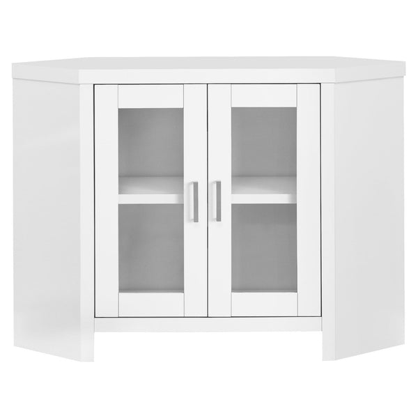 Stands White TV Stand - 42" X 15'.5" X 30" White Corner With Glass Doors Tv Stand HomeRoots