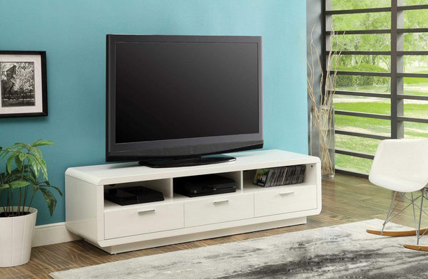 Stands White TV Stand - 63" X 18" X 18" White Mdf Tv Stand HomeRoots