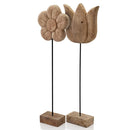 Stands Wood TV Stand - 4" x 11" x 35" Natural & Black/Tall - Tulip on Stand HomeRoots