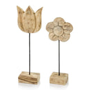 Stands Wood TV Stand - 4" x 8" x 25" Natural & Black, Small - Tulip on Stand HomeRoots