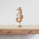 Stands Wood TV Stand - 6" x 12.5" x 33" Natural & Black, Iron Scroll, Wood - Seahorse on Stand HomeRoots