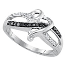 Sterling Silver G&D Sterling Silver Black Color Enhanced Round Pave-set Diamond Womens Band Ring 1/10 Cttw JadeMoghul Inc.