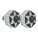 Sterling Silver G&D Sterling Silver Round Black Color Enhanced Diamond Hexagon Star Cluster Earrings 1-5 Cttw - FREE Shipping (USA/CAN) JadeMoghul