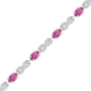 Sterling Silver G&D Sterling Silver Women's Lab-Created Pink Sapphire Fashion Bracelet JM Weddings