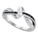Sterling Silver G&D Sterling Silver Women's Round Black Color Enhanced Diamond Crossover Strand Band 1/6 Cttw - FREE Shipping (US/CAN) JadeMoghul
