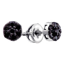 Sterling Silver G&D Sterling Silver Women's Round Black Color Enhanced Diamond Flower Cluster Earrings 1-6 Cttw - FREE Shipping (US/CAN) JadeMoghul