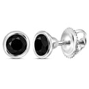 Sterling Silver G&D Sterling Silver Women's Round Black Color Enhanced Diamond Solitaire Stud Earrings 1.00 Cttw - FREE Shipping (US/CAN) JadeMoghul
