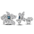 Sterling Silver G&D Sterling Silver Women's Round Blue Color Enhanced Diamond Pinwheel Stud Earrings 1-5 Cttw - FREE Shipping (USA/CAN) JadeMoghul