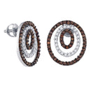 Sterling Silver G&D Sterling Silver Women's Round Brown Color Enhanced Diamond Circle Stud Earrings 1.00 Cttw - FREE Shipping (USA/CAN) JadeMoghul