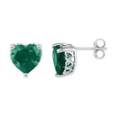 Sterling Silver G&D Sterling Silver Womens Heart Lab-Created Emerald Solitaire Stud Earrings 5-1-2 Cttw JadeMoghul Inc.