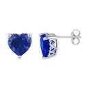 Sterling Silver G&D Sterling Silver Womens Lab-Created Blue Sapphire Heart Solitaire Stud Earrings 7.00 Cttw JadeMoghul Inc.