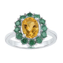 Sterling Silver G&D Sterling Silver Womens Oval Lab-Created Citrine Solitaire Emerald Ring 2.00 Cttw JadeMoghul Inc.