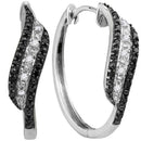 Sterling Silver G&D Sterling Silver Womens Round Black Color Enhanced Diamond Hoop Earrings 1-5 Cttw JadeMoghul Inc.