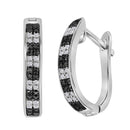Sterling Silver G&D Sterling Silver Womens Round Black Color Enhanced Diamond Hoop Earrings 1-6 Cttw JadeMoghul Inc.