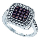 Sterling Silver G&D Sterling Silver Womens Round Cognac-brown Color Enhanced Diamond Framed Cluster Ring 1/5 Cttw JadeMoghul Inc.