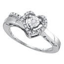Sterling Silver G&D Sterling Silver Womens Round Diamond Heart Love Promise Ring 1/10 Cttw JadeMoghul Inc.