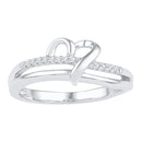 Sterling Silver G&D Sterling Silver Womens Round Diamond Heart Ring 1/20 Cttw JadeMoghul Inc.