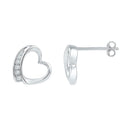Sterling Silver G&D Sterling Silver Womens Round Diamond Heart Stud Earrings 1-10 Cttw JadeMoghul Inc.