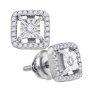 Sterling Silver G&D Sterling Silver Womens Round Diamond Miracle Solitaire Square Stud Earrings 1-4 Cttw - FREE Shipping (US/CAN) JadeMoghul