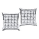 Sterling Silver G&D Sterling Silver Womens Round Diamond Square Kite Cluster Stud Earrings 7-8 Cttw JadeMoghul Inc.
