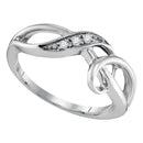Sterling Silver G&D Sterling Silver Womens Round Diamond Twist Fashion Band Ring .03 Cttw JadeMoghul Inc.