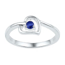 Sterling Silver G&D Sterling Silver Womens Round Lab-Created Blue Sapphire Solitaire Heart Ring 1/4 Cttw JadeMoghul Inc.