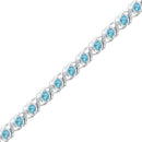 Sterling Silver G&D Sterling Silver Womens Round Lab-Created Blue Topaz Diamond Tennis Bracelet 4-1-2 Cttw JadeMoghul Inc.