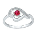Sterling Silver G&D Sterling Silver Womens Round Lab-Created Ruby Diamond Heart Ring 3/8 Cttw JadeMoghul Inc.