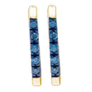 Yellow-tone Sterling Silver Women's Round Blue Color Enhanced Diamond Hoop Earrings 1-10 Cttw - FREE Shipping (USA/CAN)