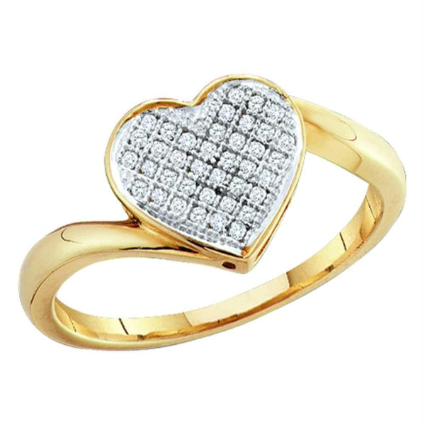 Yellow-tone Sterling Silver Women's Round Diamond Heart Cluster Ring 1/20 Cttw - FREE Shipping (US/CAN)