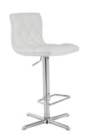 Stools Bar Stools - 35" White Leatherette and Steel Bar Stool HomeRoots