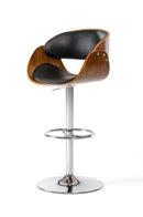Stools Bar Stools - 36" Black Leatherette, Veneer, and Steel Bar Stool HomeRoots