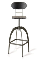 Stools Bar Stools - 38" Black and Gun Metal and Wood Bar Stool HomeRoots