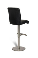 Stools Bar Stools - 38" Black Eco-Leather and Steel Bar Stool HomeRoots